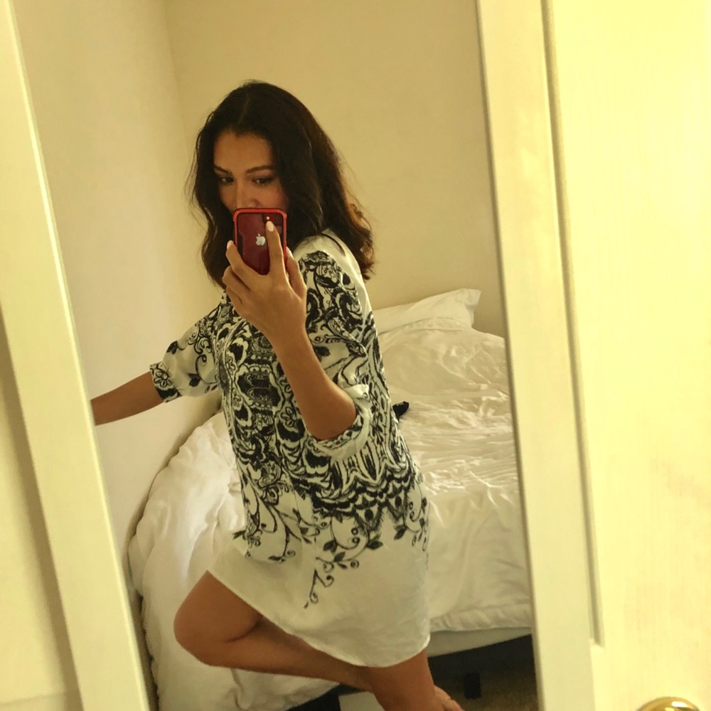 Spring Printed Floral silk Dress - Picture 3 of 7